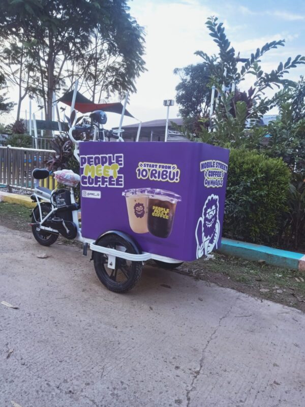 Gerobak sepeda listrik type pujasera People meat coffee 2